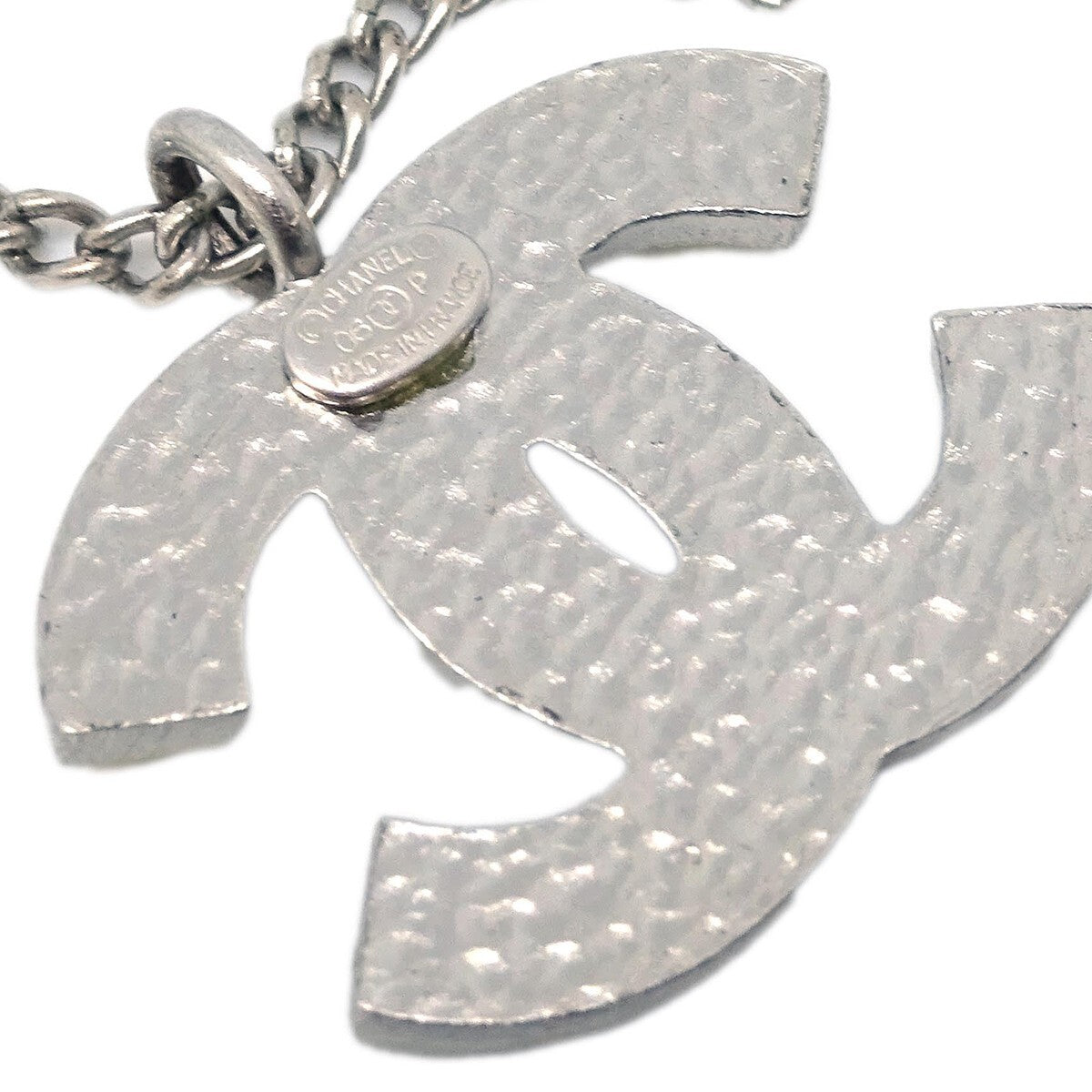Chanel Cc Logo Pendant Necklace Metal Silver Silver_Plated Necklace Jewelry (Pre-Owned)