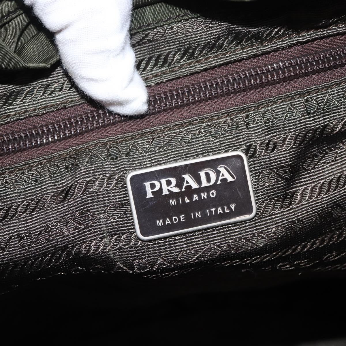Prada Double Front Pocket Backpack Tessuto Khaki Nylon Backpack Bag (Pre-Owned)