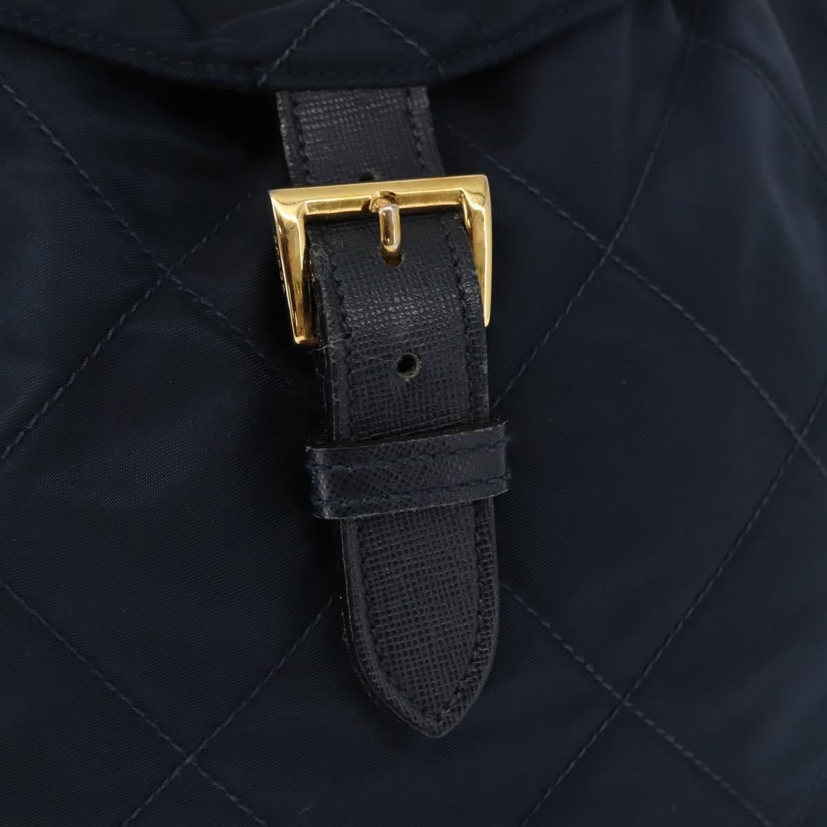 Prada Buckle Backpack Quilted Tessuto Navy Nylon Backpack Bag (Pre-Owned)