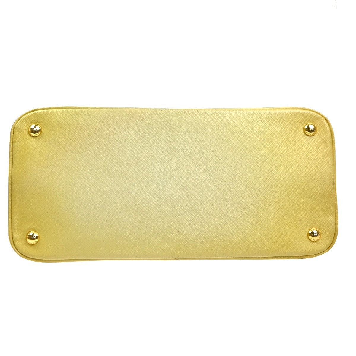 Prada Open Promenade Bag Saffiano Leather Yellow Leather Handbag (Pre-Owned)