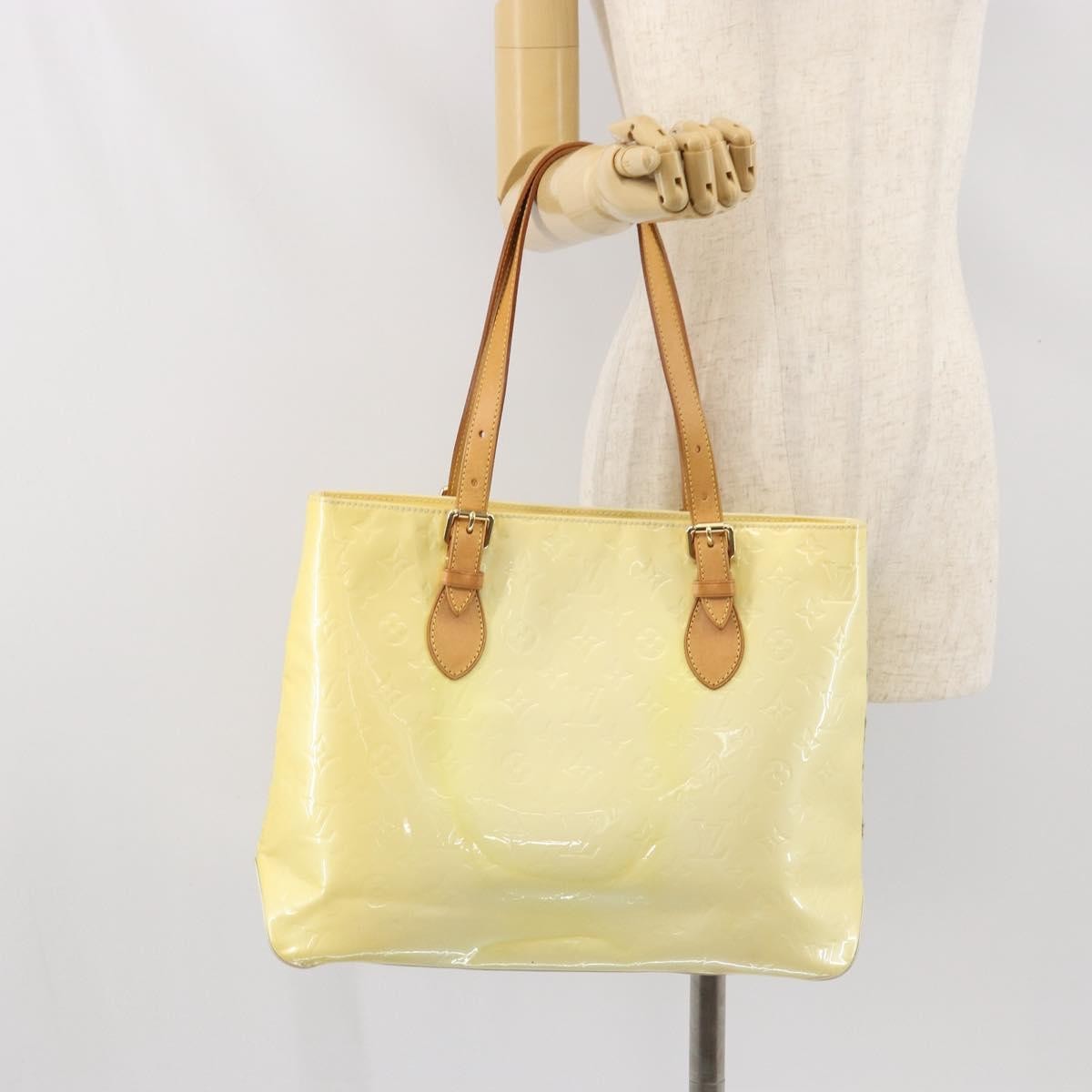 Louis Vuitton Brentwood Handbag Monogram Vernis Yellow Patent_Leather Tote Bag Bag (Pre-Owned)