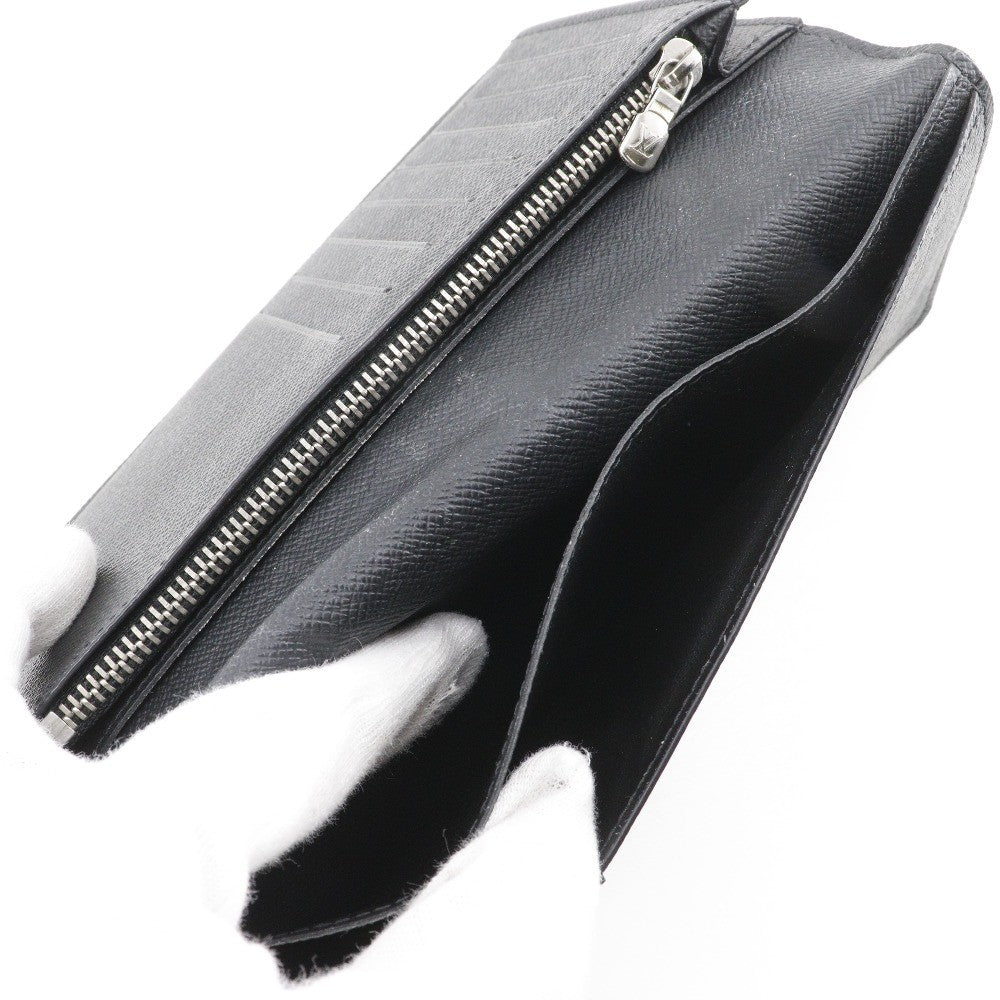 Louis Vuitton Brazza Long Bifold Wallet Taiga Leather Black Leather Wallets Accessory (Pre-Owned)