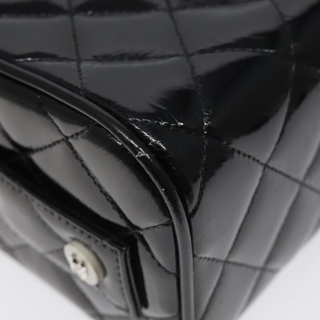Chanel Vintage Metal Box Bag Quilted Patent Black Patent_Leather Handbag (Pre-Owned)