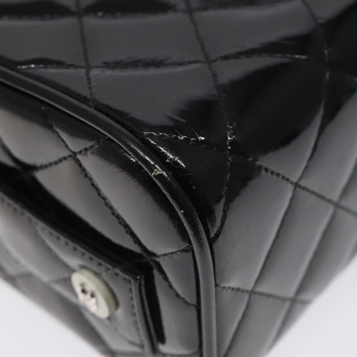 Chanel Vintage Metal Box Bag Quilted Patent Black Patent_Leather Handbag (Pre-Owned)