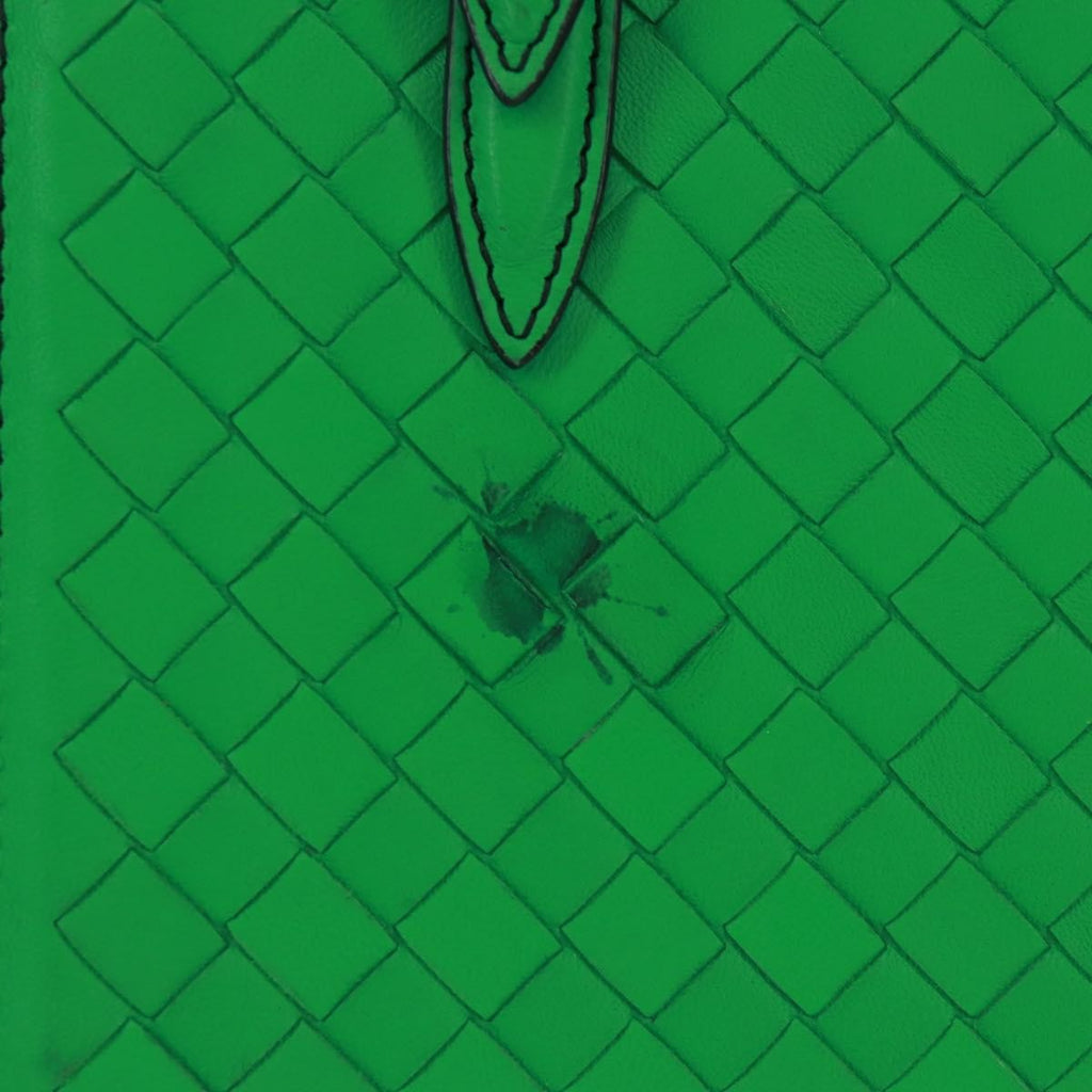 Bottega Veneta Intrecciato Handbag Leather Green Leather Handbag (Pre-Owned)