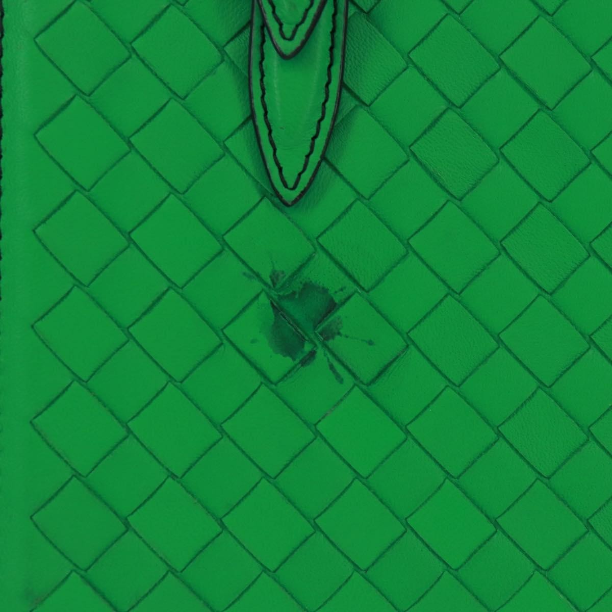 Bottega Veneta Intrecciato Handbag Leather Green Leather Handbag (Pre-Owned)