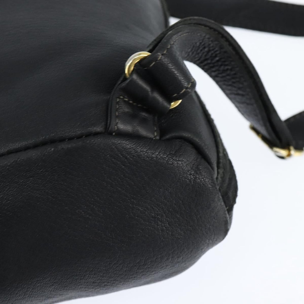 Fendi Logo Flap Drawstring Backpack Leather Black Leather Backpack Bag (Pre-Owned)