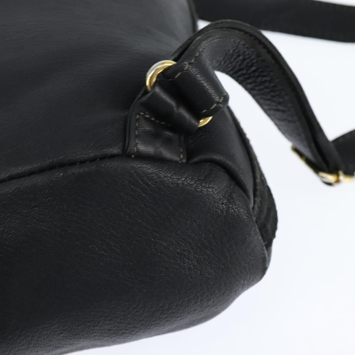 Fendi Logo Flap Drawstring Backpack Leather Black Leather Backpack Bag (Pre-Owned)