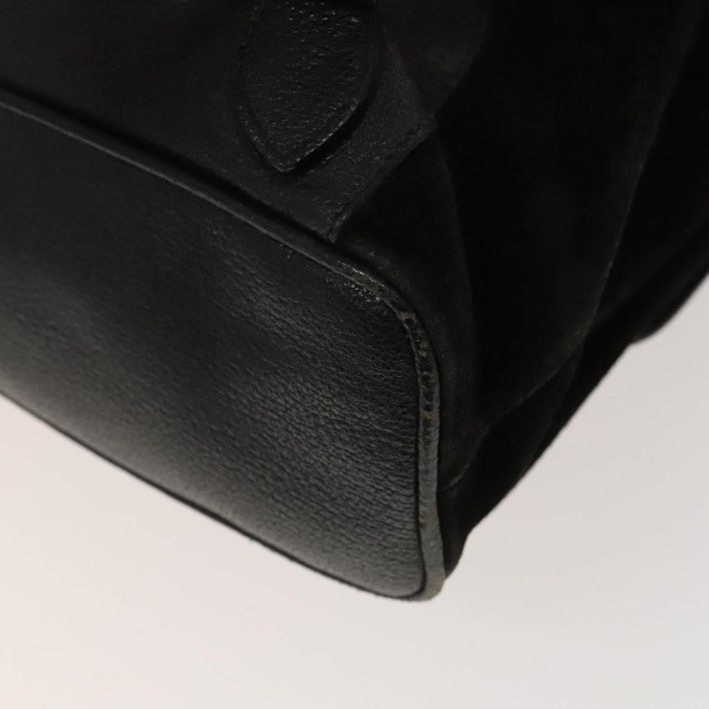 Gucci Vintage Bamboo Backpack Suede And Leather Black Suede Backpack Bag (Pre-Owned)