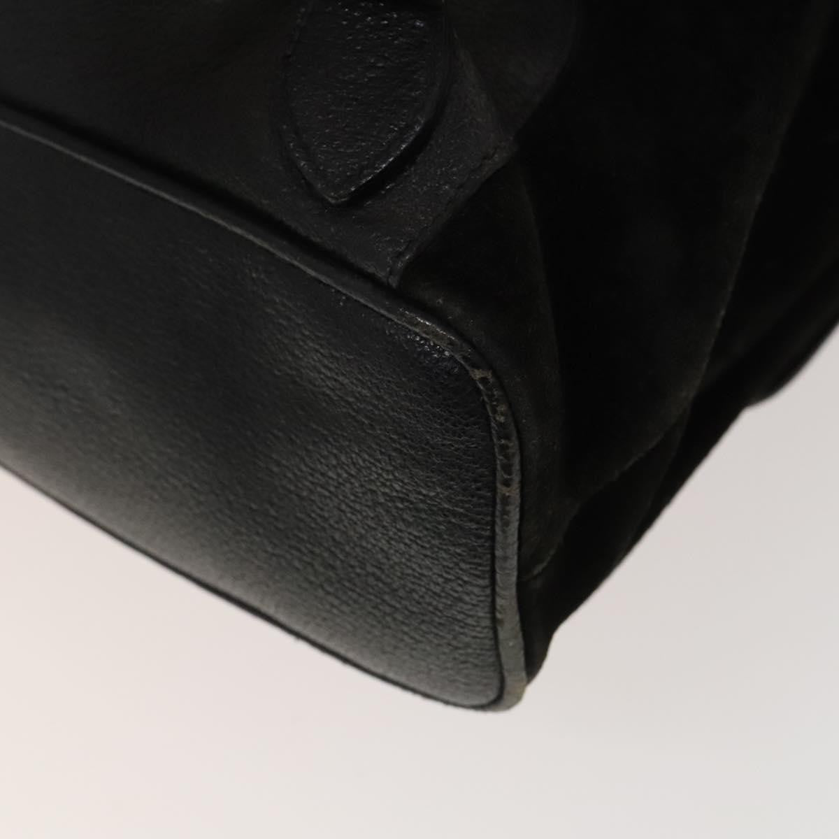 Gucci Vintage Bamboo Backpack Suede And Leather Black Suede Backpack Bag (Pre-Owned)