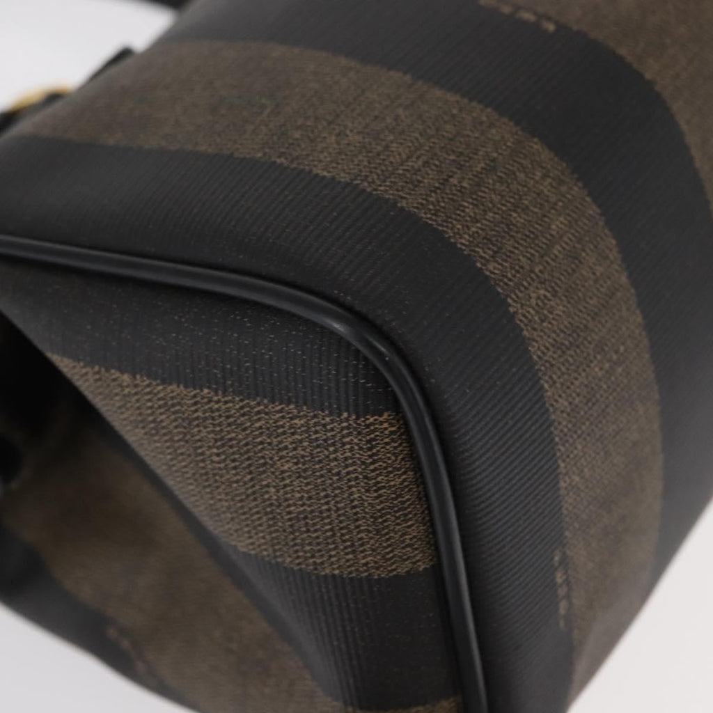 Fendi Vintage Pequin Convertible Boston Bag Coated Canvas Brown Canvas Travel Bag Bag (Pre-Owned)