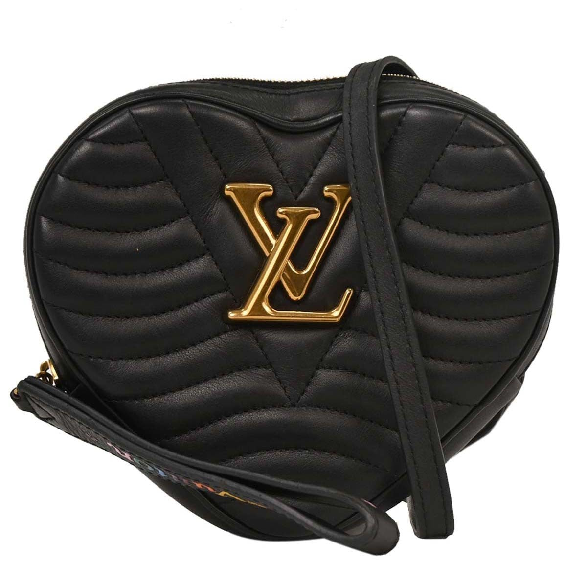 Louis Vuitton New Wave Heart Crossbody Bag Quilted Leather Black Leather Crossbody Bag Bag (Pre-Owned)