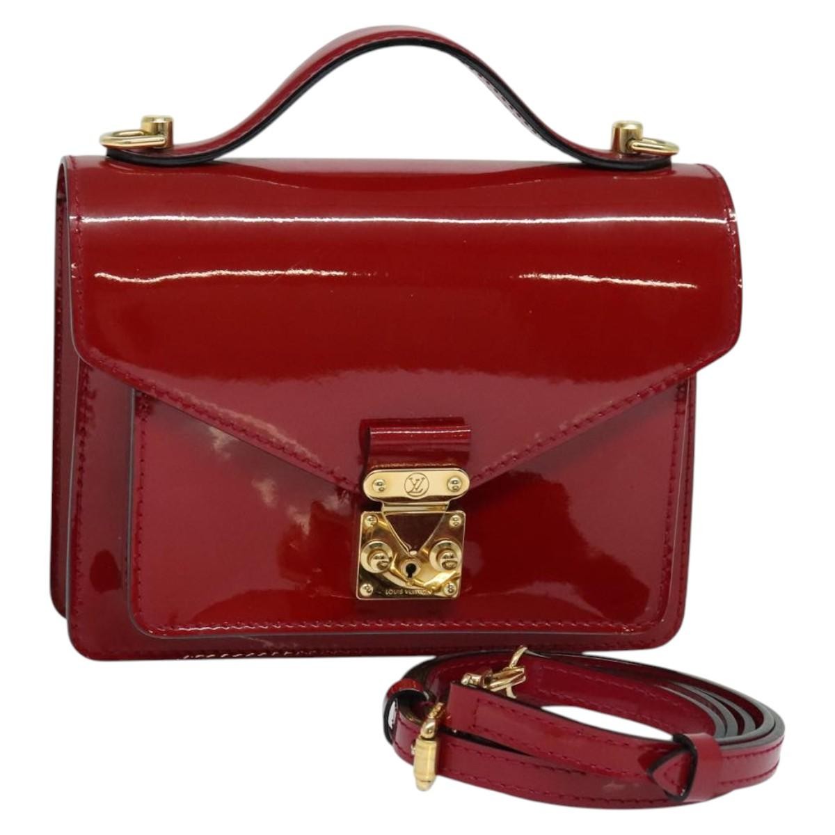Louis Vuitton Monceau Handbag Vernis Red Patent_Leather Handbag (Pre-Owned)