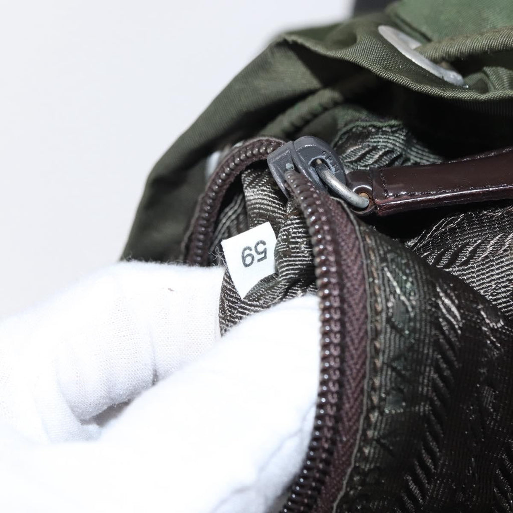 Prada Double Front Pocket Backpack Tessuto Khaki Nylon Backpack Bag (Pre-Owned)