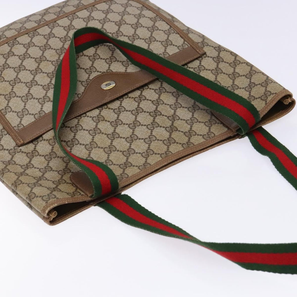 Gucci Ophidia Front Pocket Shopper Tote Gg Coated Canvas Beige Canvas Tote Bag Bag (Pre-Owned)