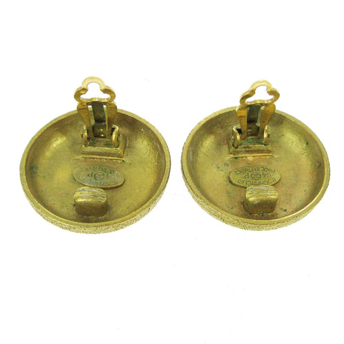 Chanel Cc Round Earrings Metal Gold Gold Earrings Jewelry (Pre-Owned)
