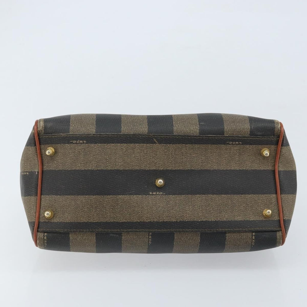 Fendi Vintage Pequin Convertible Boston Bag Coated Canvas Brown Canvas Handbag (Pre-Owned)