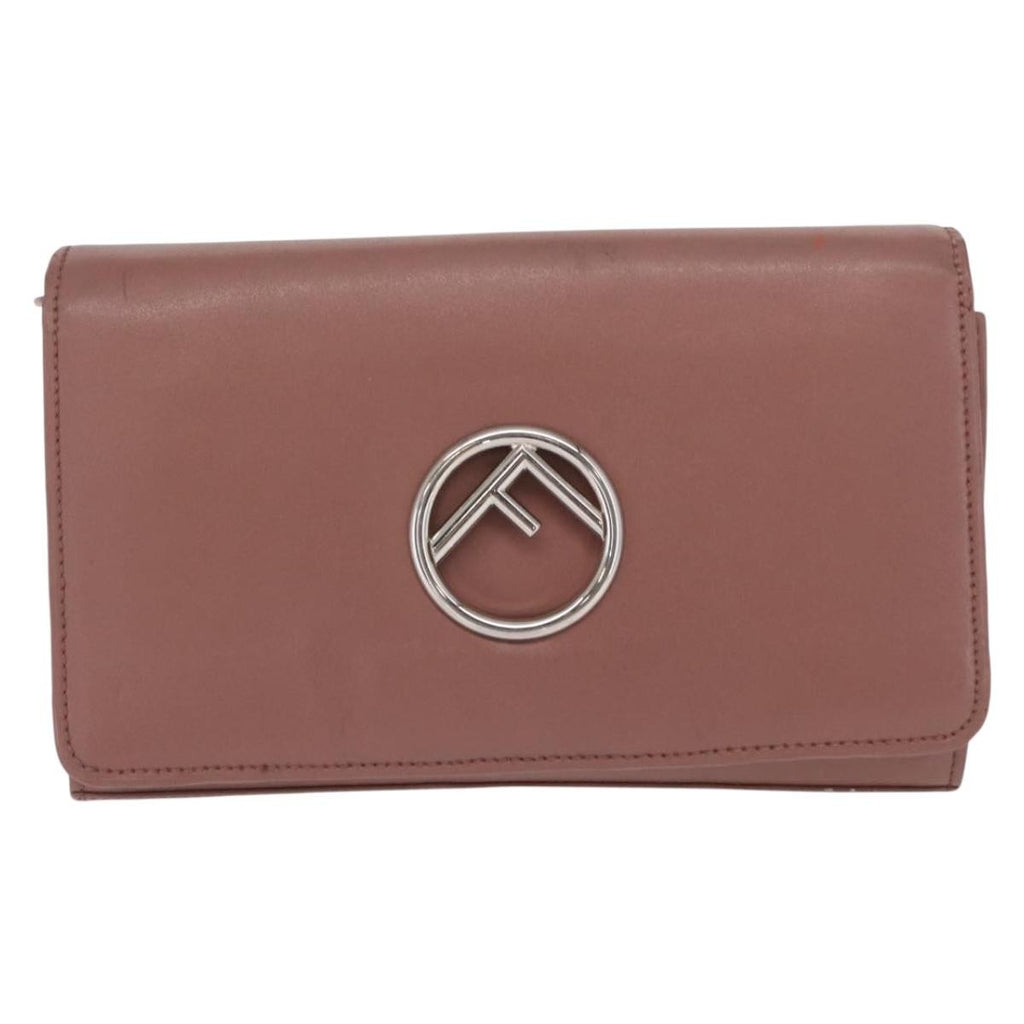 Fendi F Is Fendi Wallet On Chain Leather Pink Leather Shoulder Bag Bag (Pre-Owned)