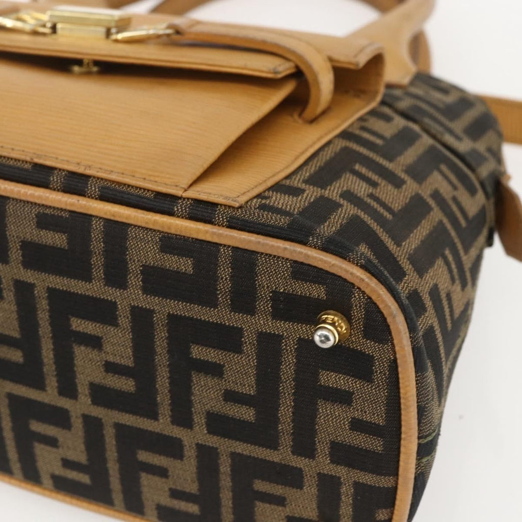 Fendi Vintage Zucca Handbag Zucca Brown Canvas Handbag (Pre-Owned)