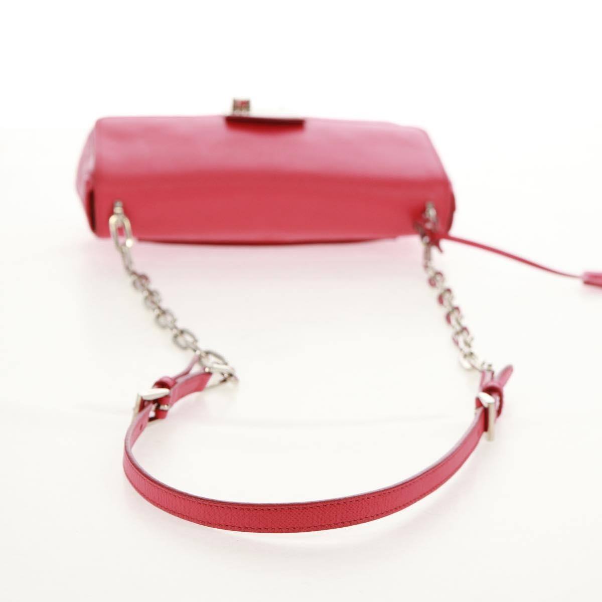 Prada Sound Chain Shoulder Bag Saffiano Leather Red Leather Shoulder Bag Bag (Pre-Owned)