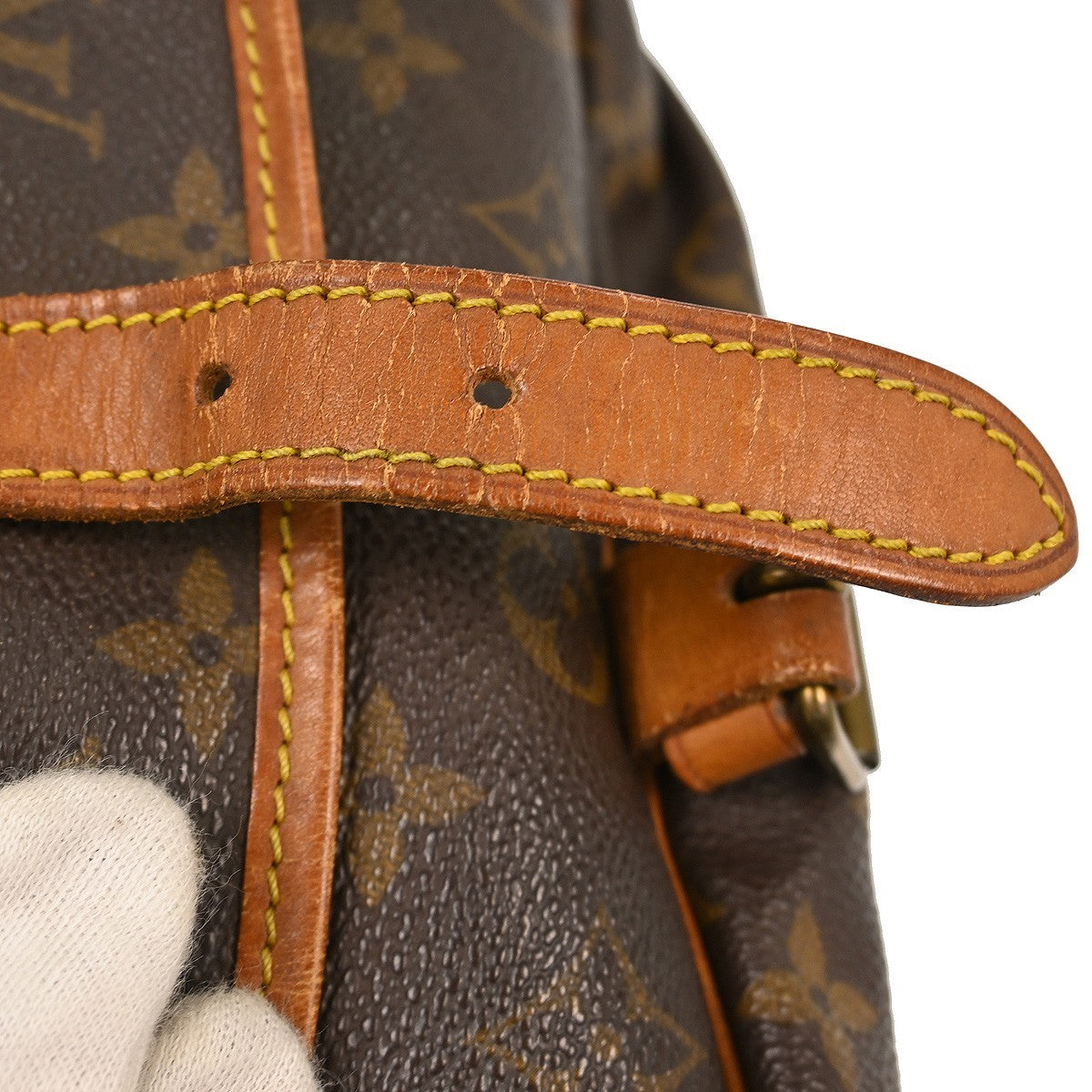 Louis Vuitton Saumur Handbag Monogram Canvas Brown Canvas Shoulder Bag Bag (Pre-Owned)