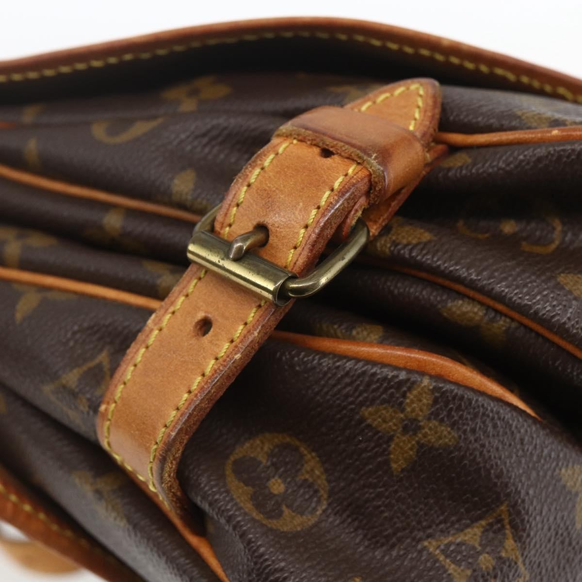 Louis Vuitton Saumur Handbag Monogram Canvas Brown Canvas Shoulder Bag Bag (Pre-Owned)