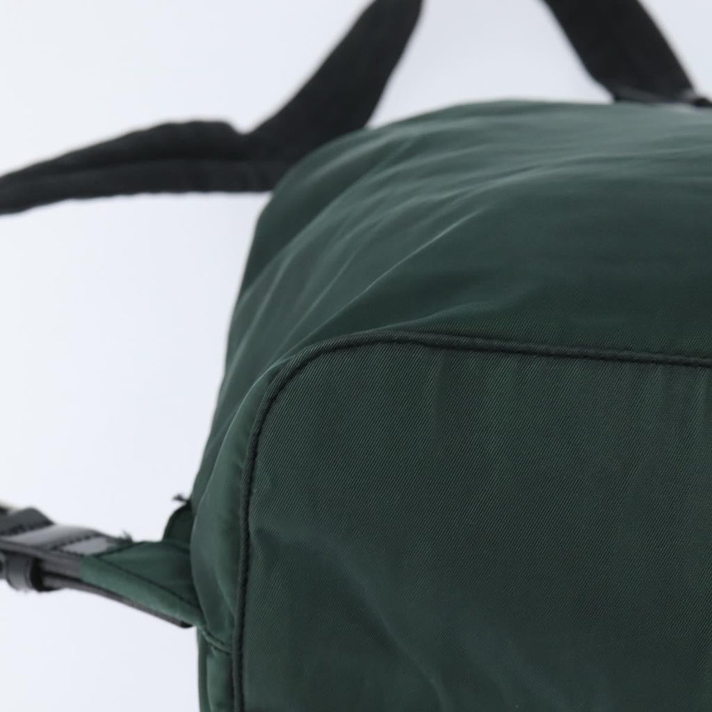 Prada Vela Double Front Pocket Backpack Tessuto With Saffiano Leather Khaki Nylon Backpack Bag (Pre-Owned)