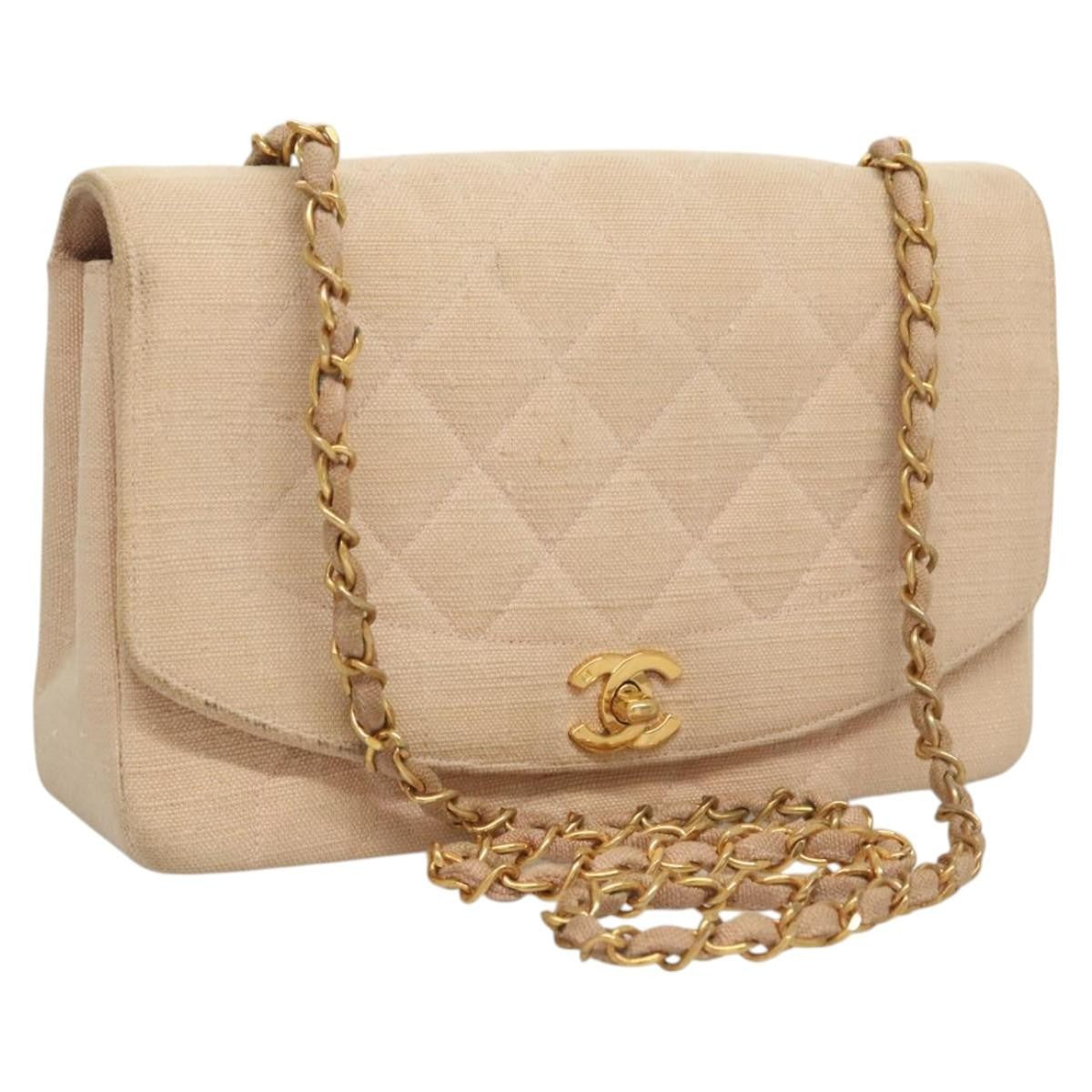 Chanel Vintage Diana Flap Bag Quilted Canvas Pink Canvas Shoulder Bag Bag (Pre-Owned)