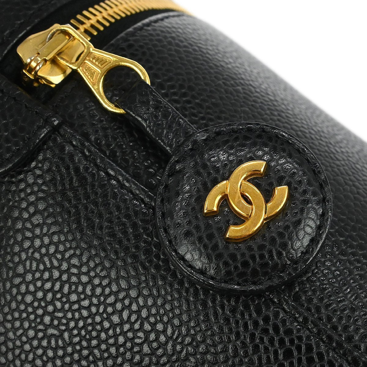 Chanel Vintage Timeless Cosmetic Case Caviar Black Leather Clutche & Pouche Bag (Pre-Owned)