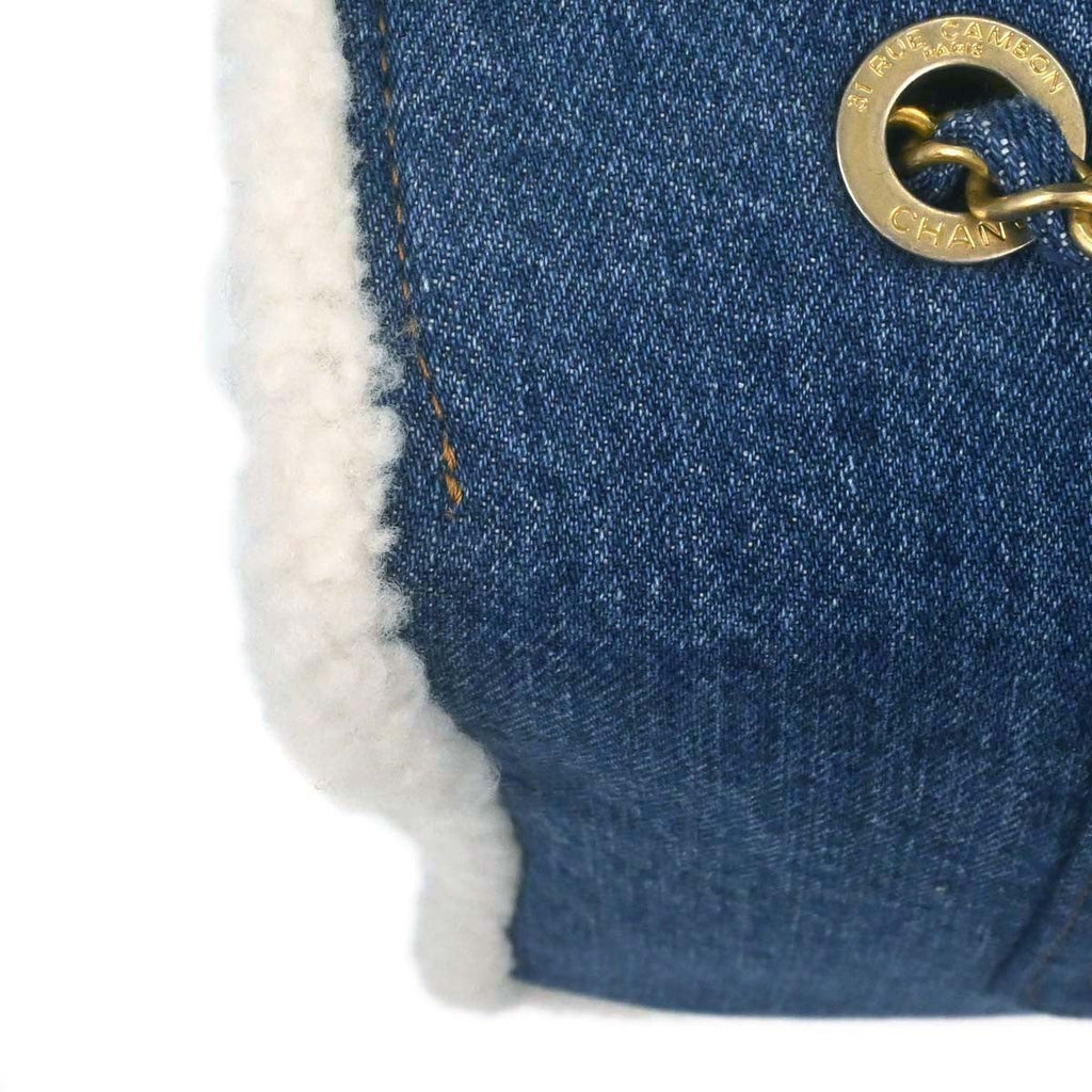 Chanel Egyptian Hieroglyph Flap Bag Denim And Shearling Blue Denim_Jeans Shoulder Bag Bag (Pre-Owned)