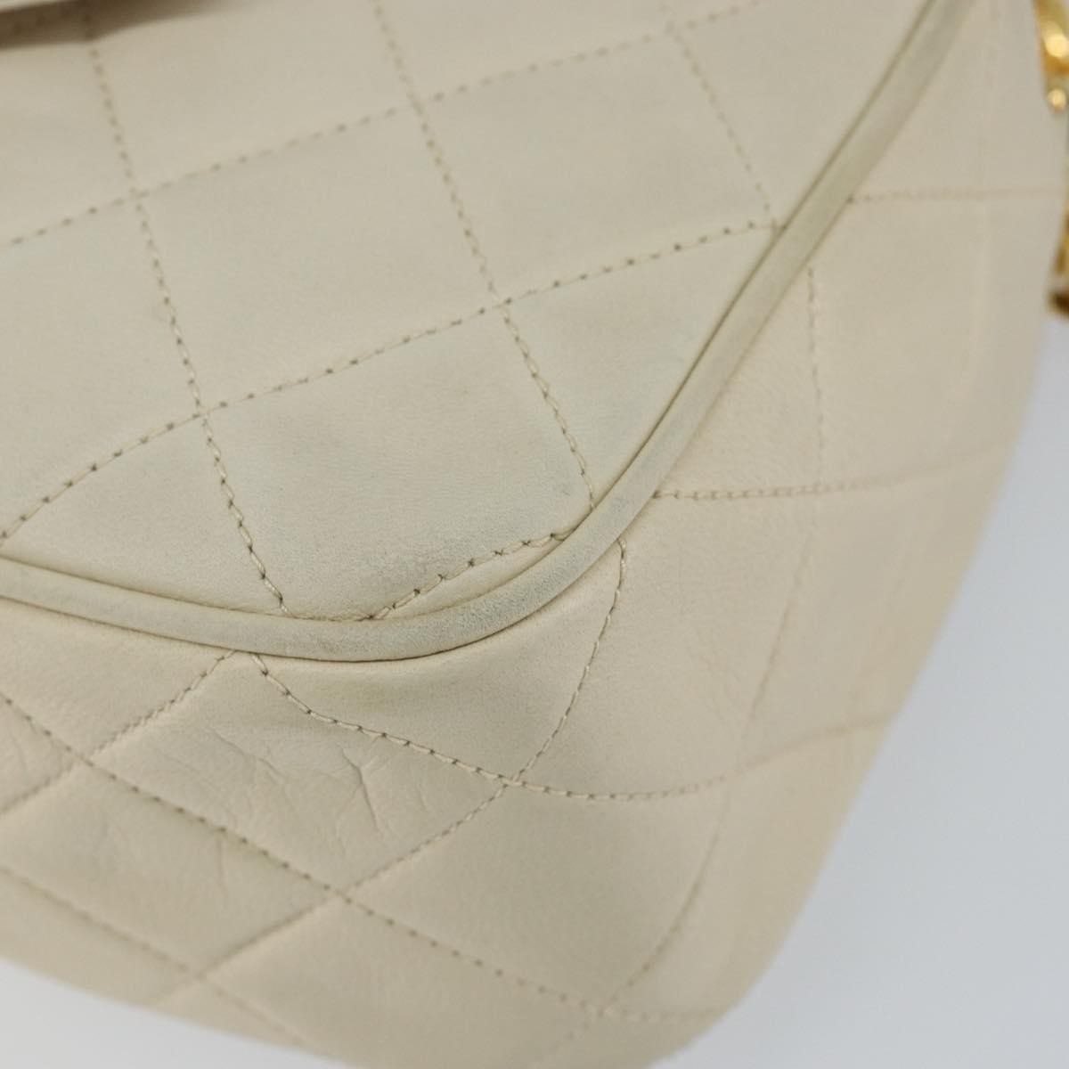 Chanel Vintage Front Pocket Camera Bag Quilted Lambskin Beige Leather Shoulder Bag Bag (Pre-Owned)