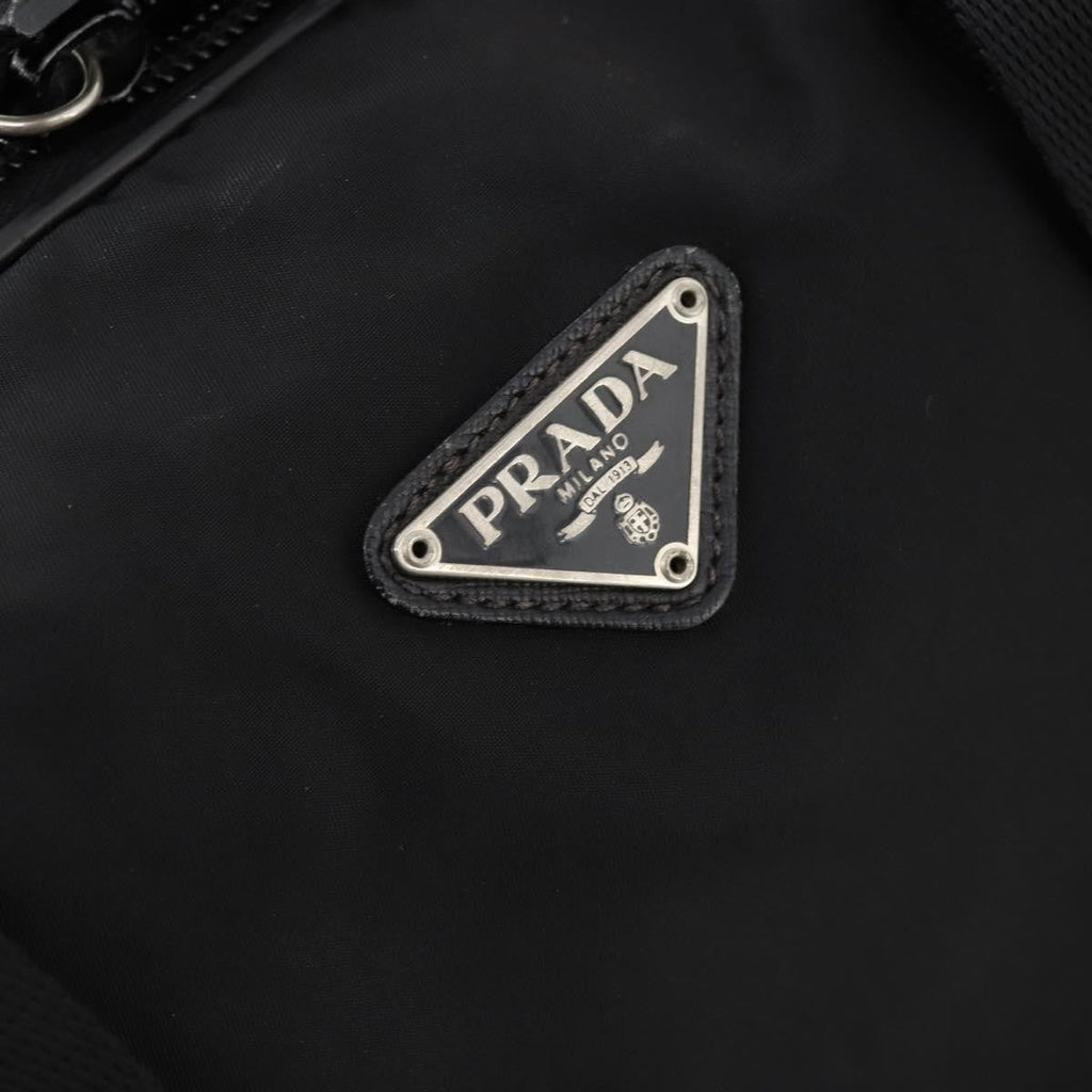 Prada Vintage Boston Bag Nylon Black Nylon Travel Bag Bag (Pre-Owned)