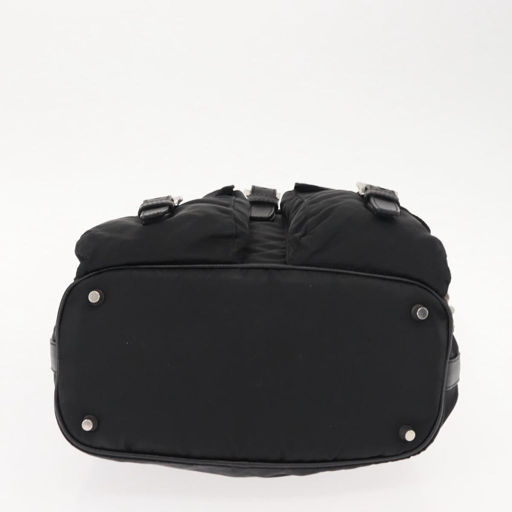Prada Double Pocket Drawstring Shoulder Bag Tessuto Black Nylon Shoulder Bag Bag (Pre-Owned)