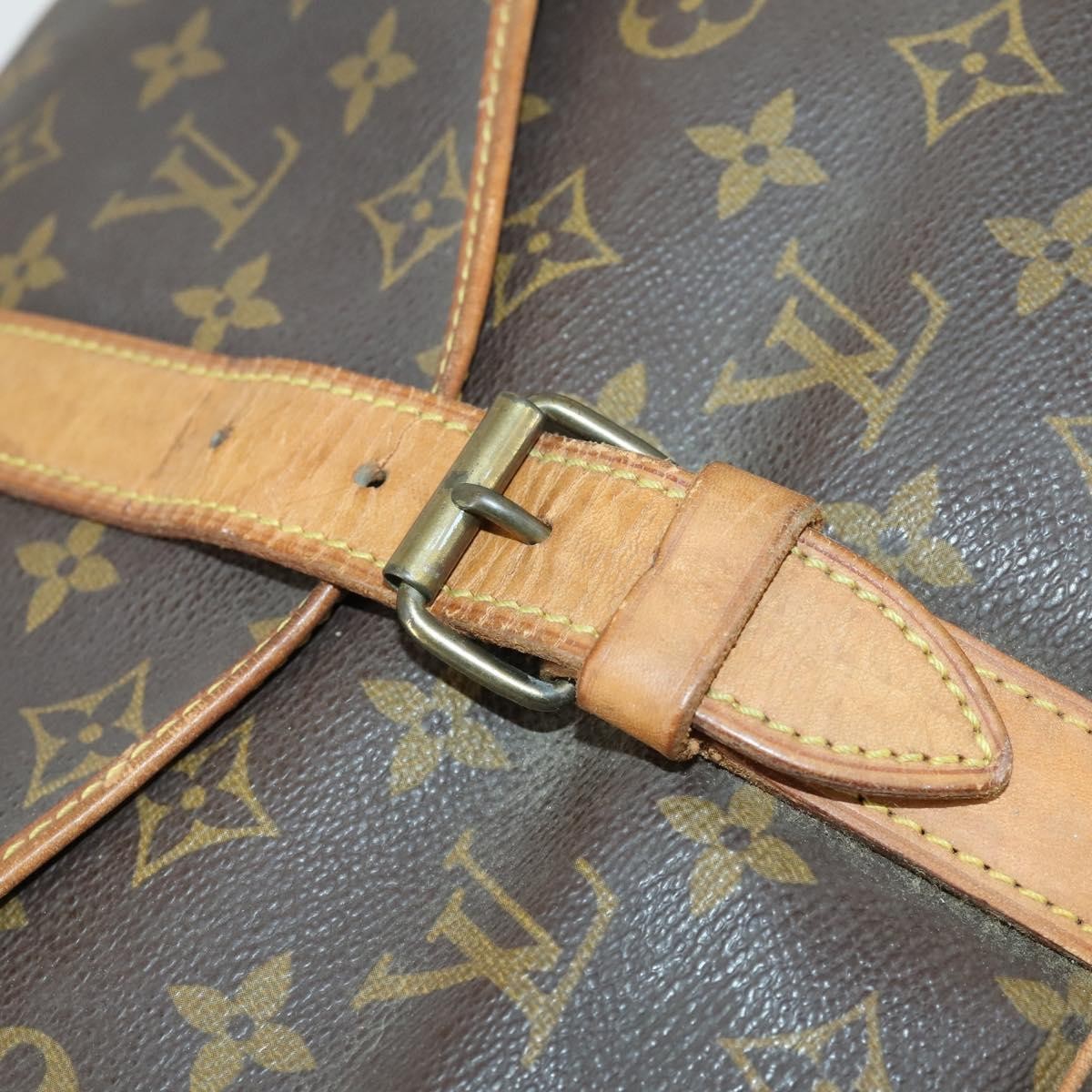 Louis Vuitton Saumur Handbag Monogram Canvas Brown Canvas Shoulder Bag Bag (Pre-Owned)