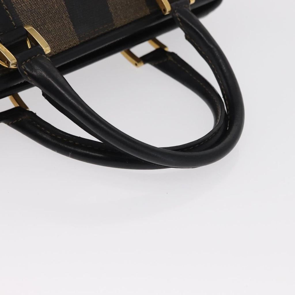 Fendi Vintage Pequin Convertible Boston Bag Coated Canvas Brown Canvas Travel Bag Bag (Pre-Owned)