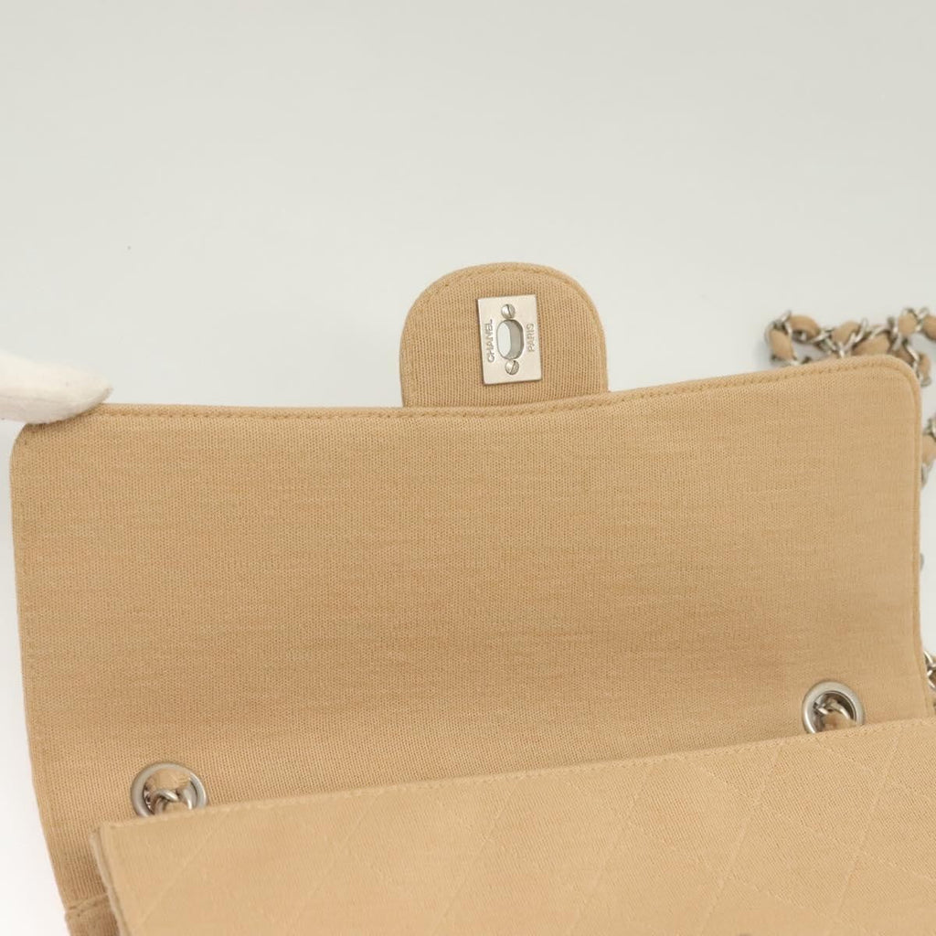 Chanel Matelasse Chain Shoulder Bag Leather Beige Cotton Shoulder Bag Bag (Pre-Owned)