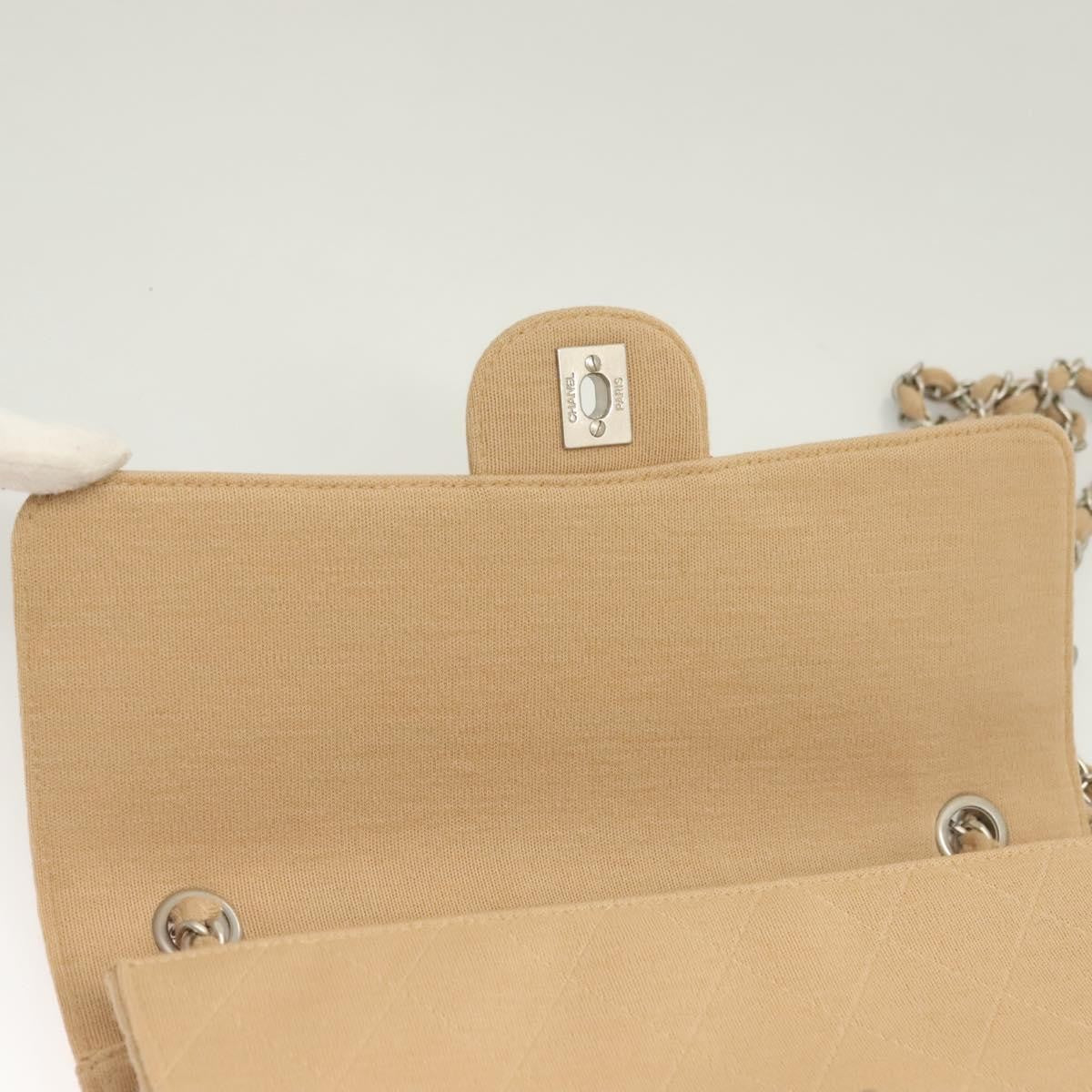 Chanel Matelasse Chain Shoulder Bag Leather Beige Cotton Shoulder Bag Bag (Pre-Owned)