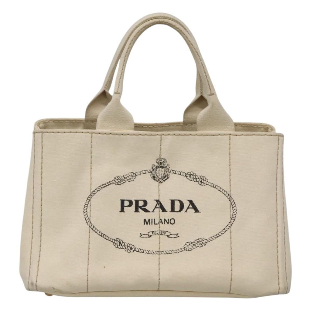 Prada Canapa Tote Canvas White Canvas Tote Bag Bag (Pre-Owned)