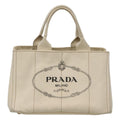 Prada Canapa Tote Canvas White Canvas Tote Bag Bag (Pre-Owned)