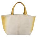 Bottega Veneta Braided Handle Open Tote Bag Canvas With Leather Yellow Canvas Bag (Pre-Owned)