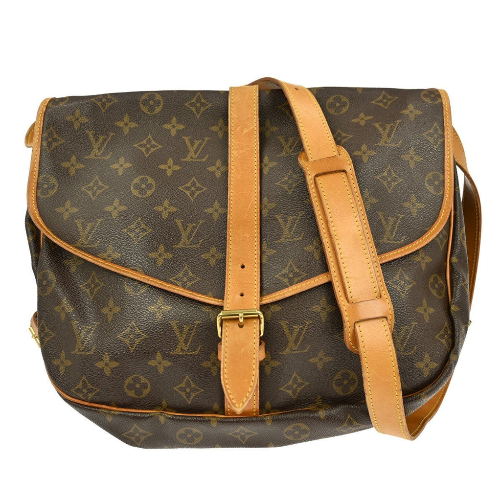 Louis Vuitton Saumur Handbag Monogram Canvas Brown Canvas Shoulder Bag Bag (Pre-Owned)