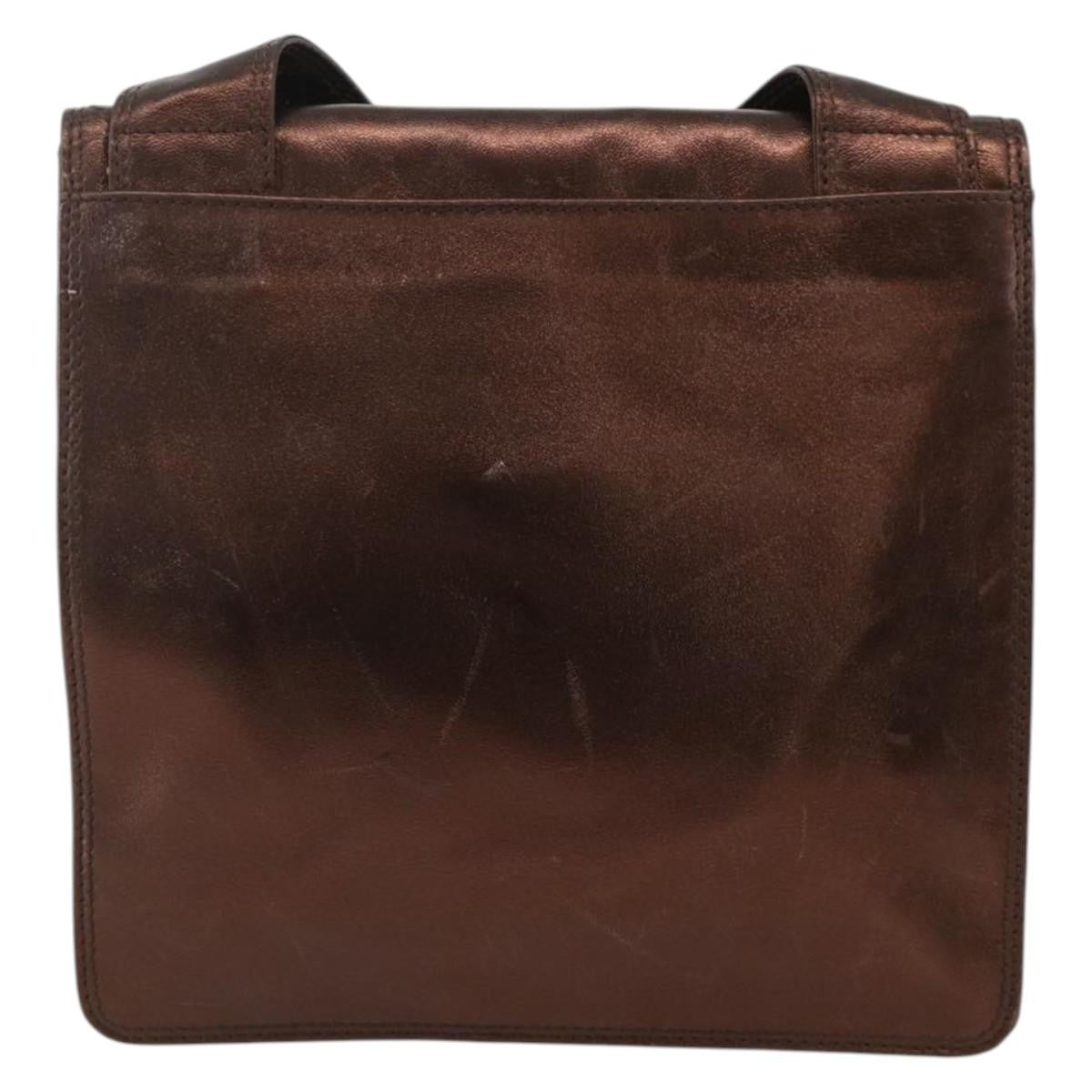Chanel Vintage Logo Flap Messenger Bag Leather Brown Leather Shoulder Bag Bag (Pre-Owned)