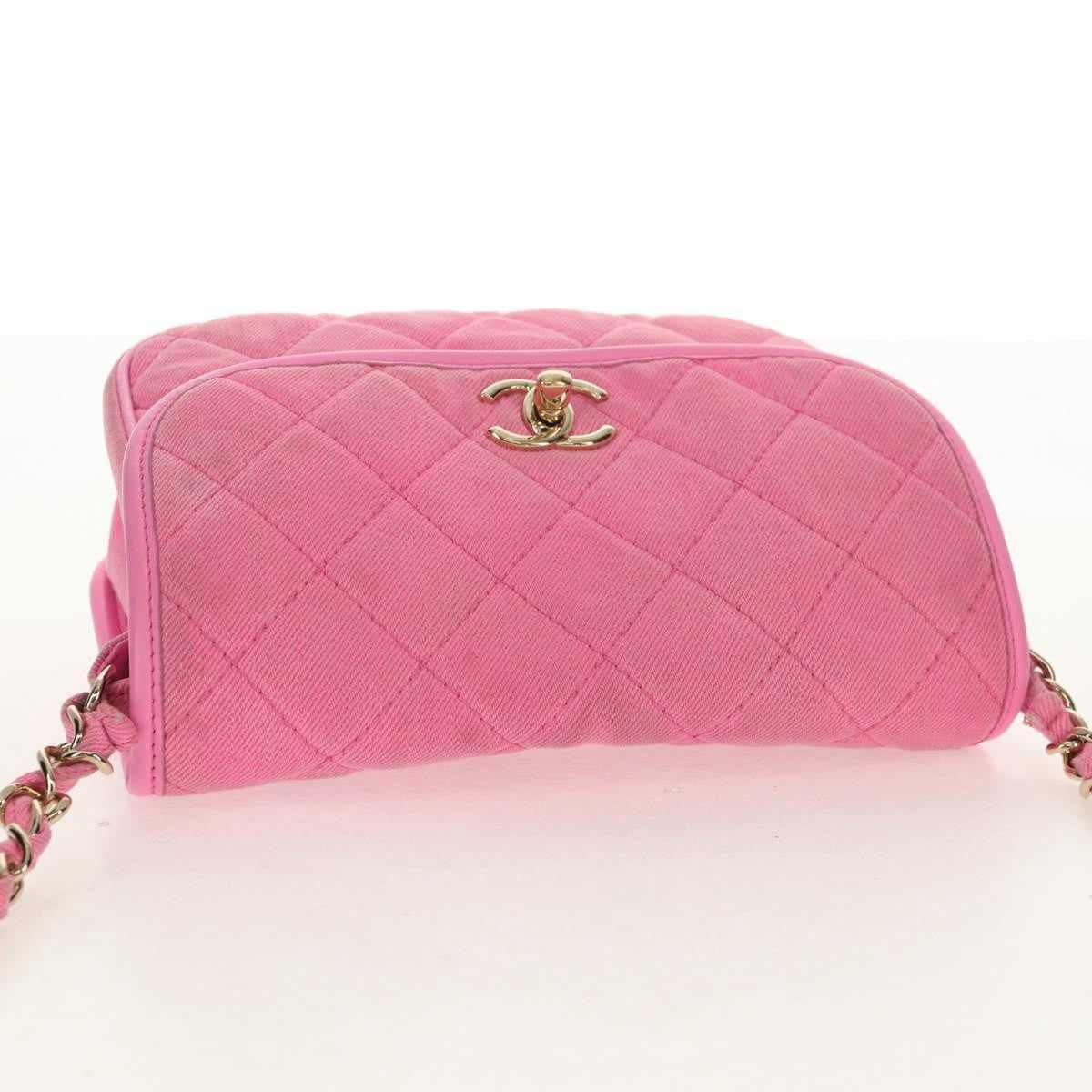 Chanel Flap Messenger Bag Quilted Denim Pink Canvas Shoulder Bag Bag (Pre-Owned)