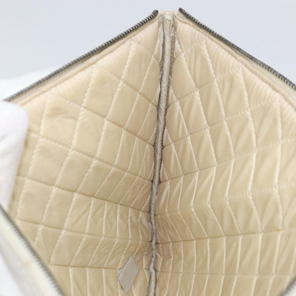 Chanel O Case Clutch Quilted Perforated Lambskin Silver Leather Clutche & Pouche Bag (Pre-Owned)