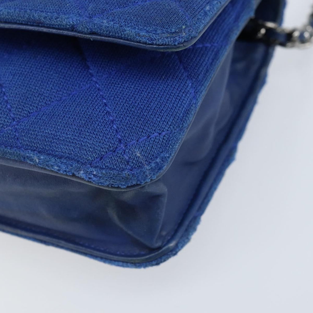 Chanel Wallet On Chain Canvas Navy Canvas Shoulder Bag Bag (Pre-Owned)