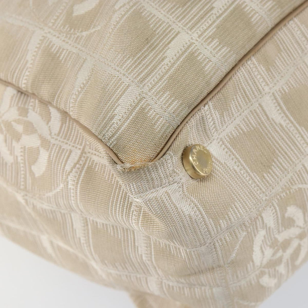 Chanel Travel Line Tote Nylon Beige Nylon Tote Bag Bag (Pre-Owned)