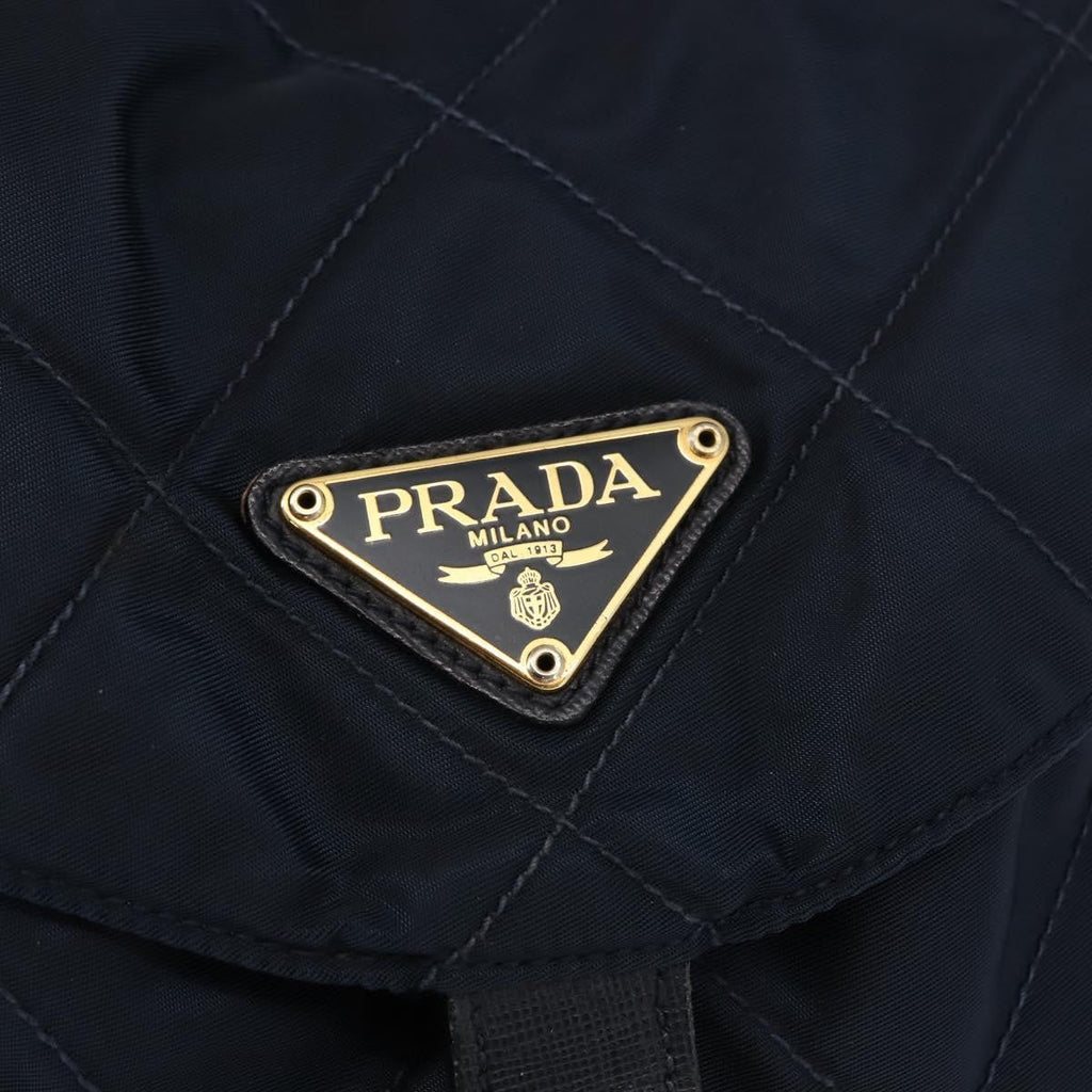 Prada Buckle Backpack Quilted Tessuto Navy Nylon Backpack Bag (Pre-Owned)