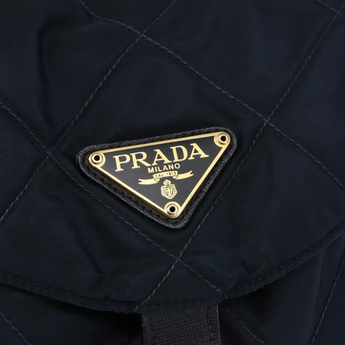 Prada Buckle Backpack Quilted Tessuto Navy Nylon Backpack Bag (Pre-Owned)