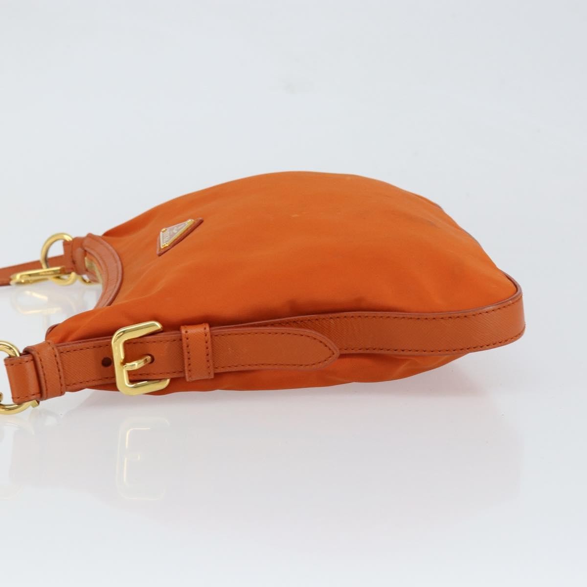 Prada Flat Messenger Tessuto With Leather Orange Nylon Shoulder Bag Bag (Pre-Owned)