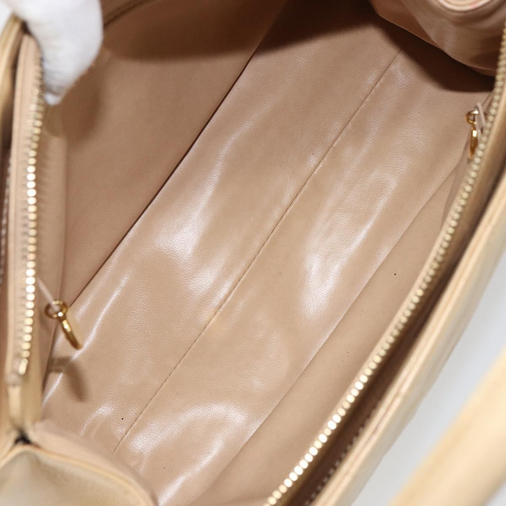 Chanel Vintage Convertible Tote Chevron Lambskin Beige Leather Tote Bag Bag (Pre-Owned)
